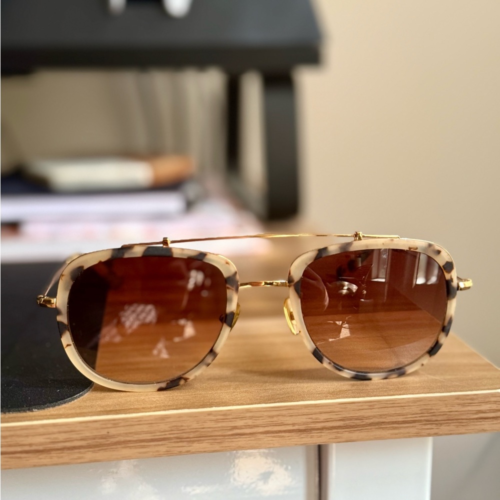 KREWE Breton Brown and Gold Aviator Sunglasses